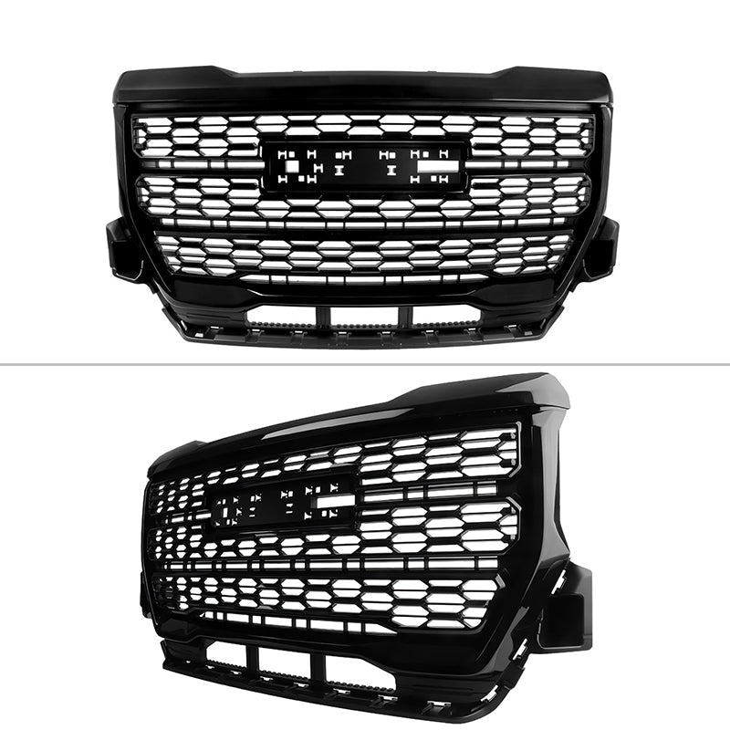 2021-2022 GMC Canyon Denali Style Gloss Black Front Bumper Hood Grille