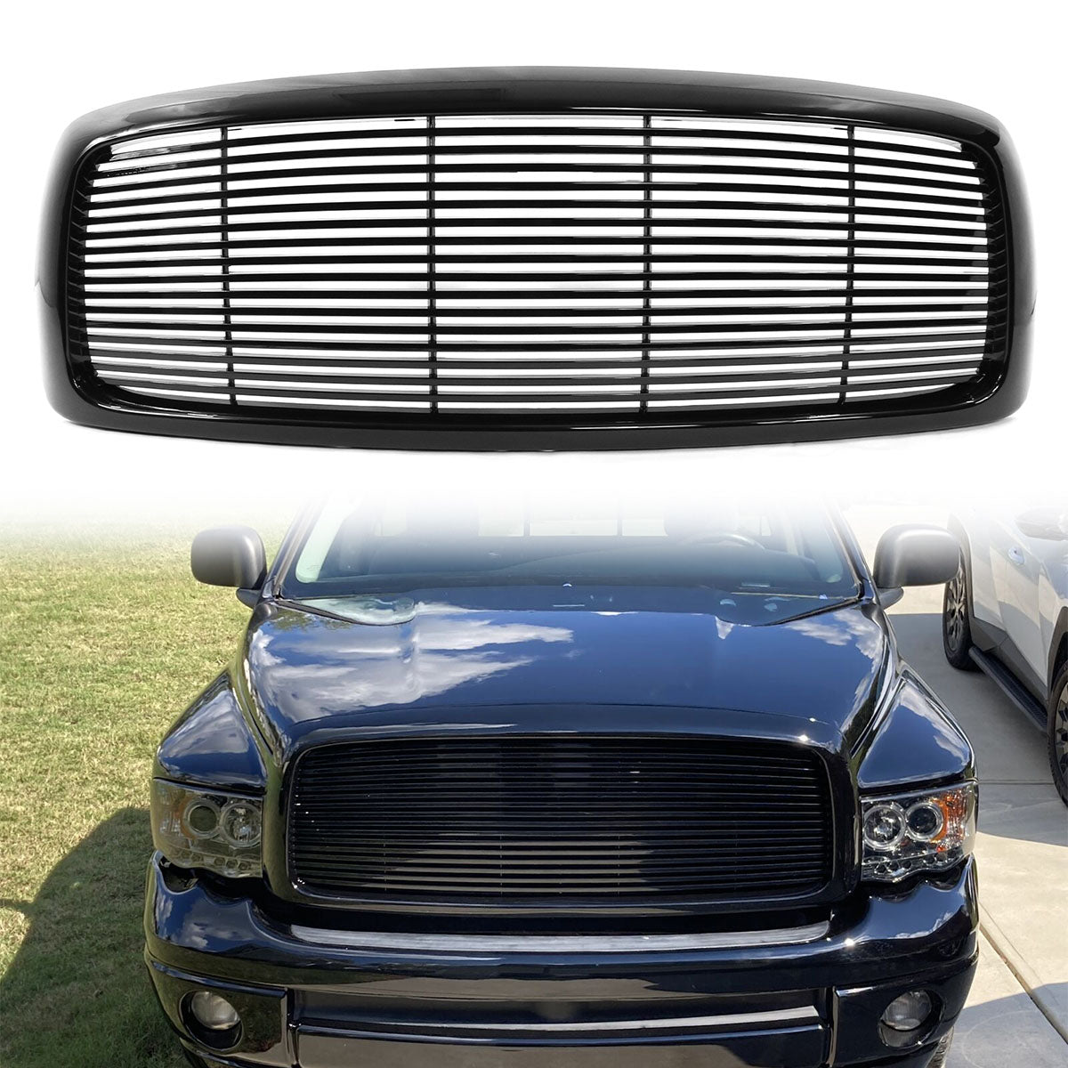 2002-2005 Dodge Ram 1500 2500 3500 Z Style Black Bumper Grille ABS