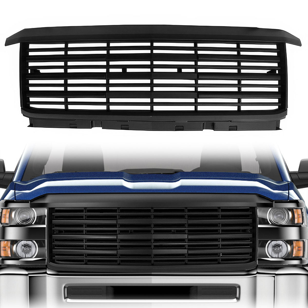 2015-2019 Chevy Silverado 2500 2500HD 3500 3500HD Black Grille Hood