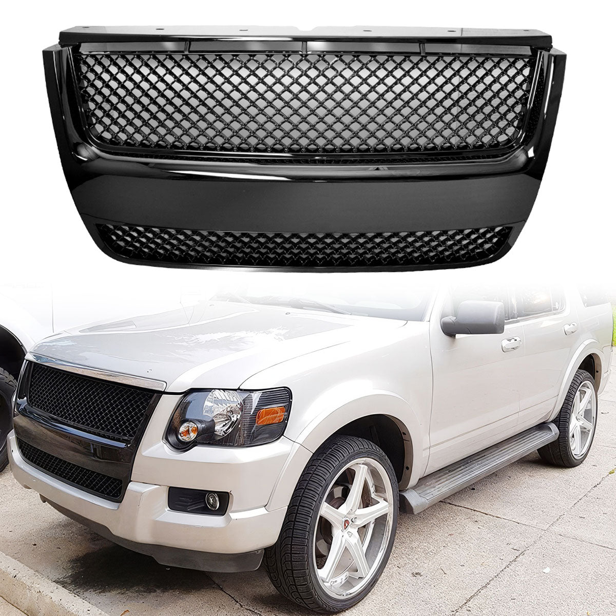 2007-2010 Ford Explorer Sport Trac Front Bumper Hood Grille Grill ABS