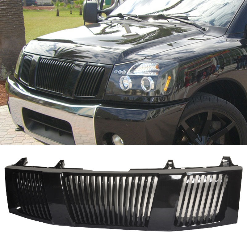 2004-2007Â Nissan Titan Front Hood Grille Vertical Style Black ABS