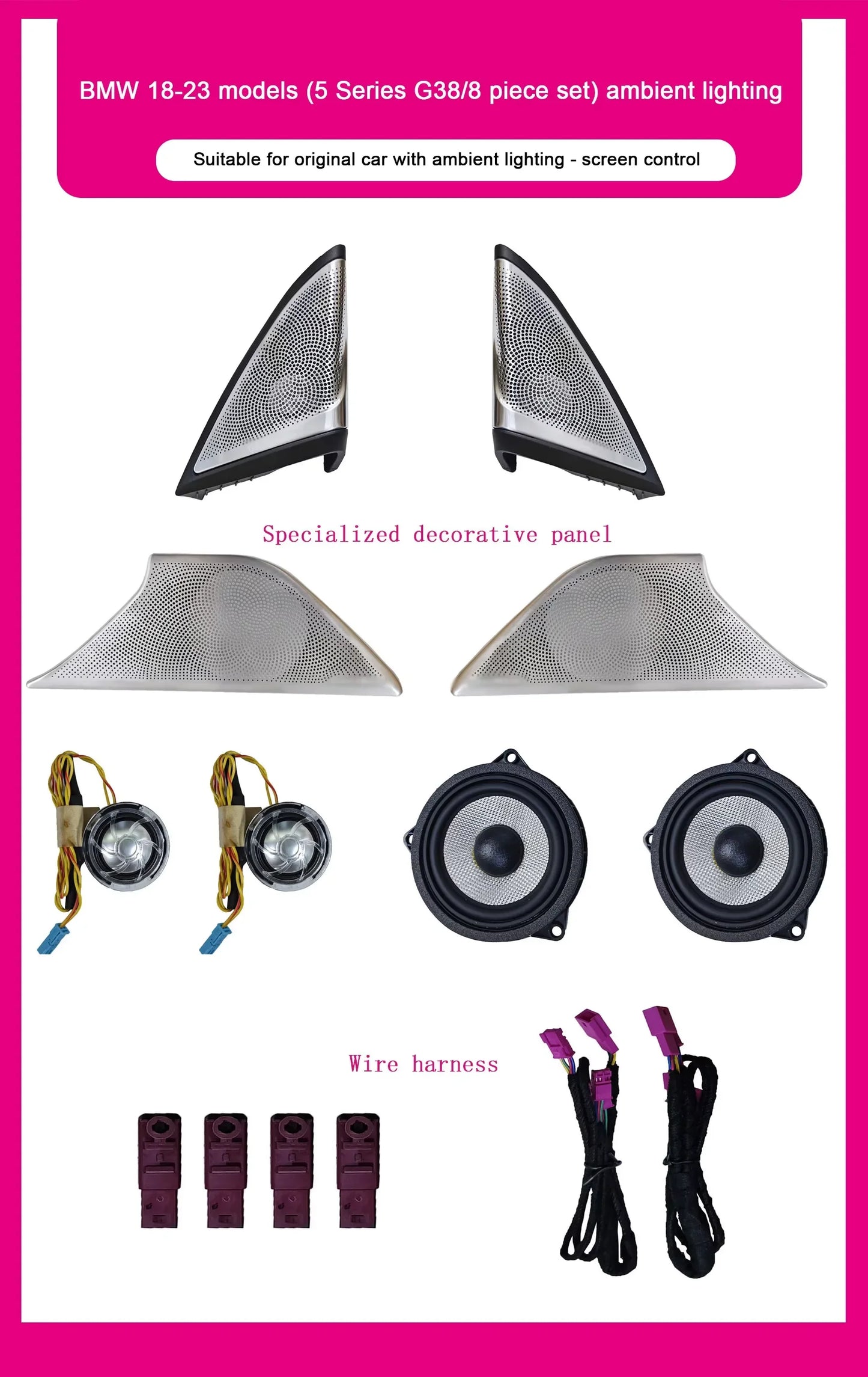 BMW 5 Series G30 / G31 / G32 / G38 Interior 64-Color LED Ambient Light Kit 2018 - 2023