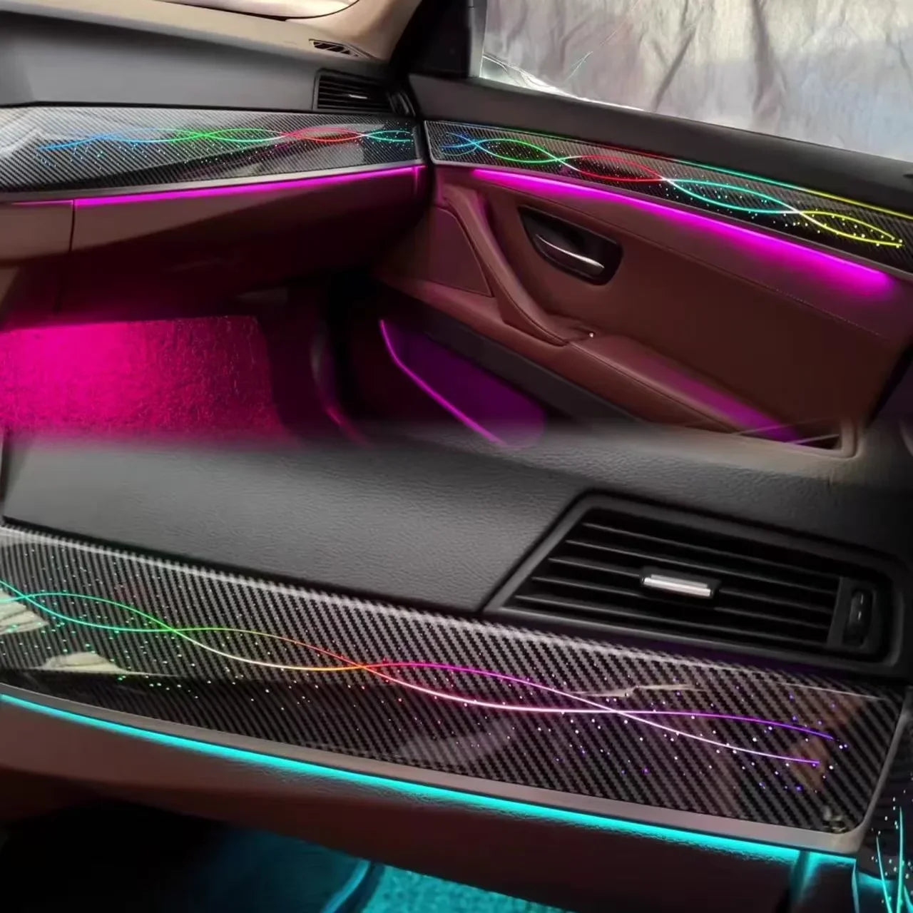 BMW 5 Series F10 / F11 / F18 Interior 64-Color Symphony Rainbow LED Ambient Light Bar Kit 2010 - 2017