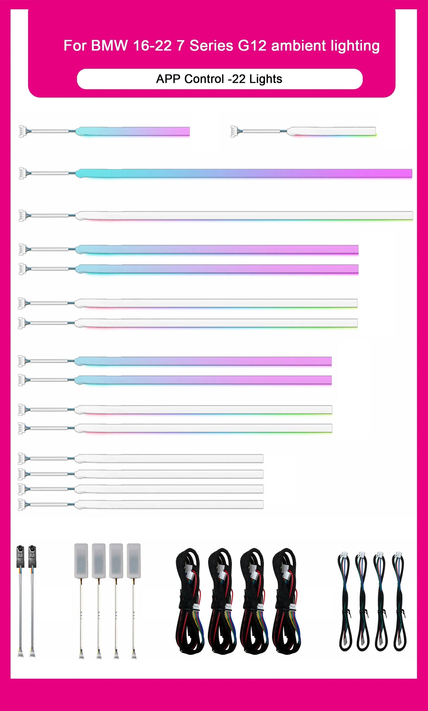 BMW 7 Series G11 / G12 Interior 64-Color Symphony LED Ambient Light Kit 2015 - 2022