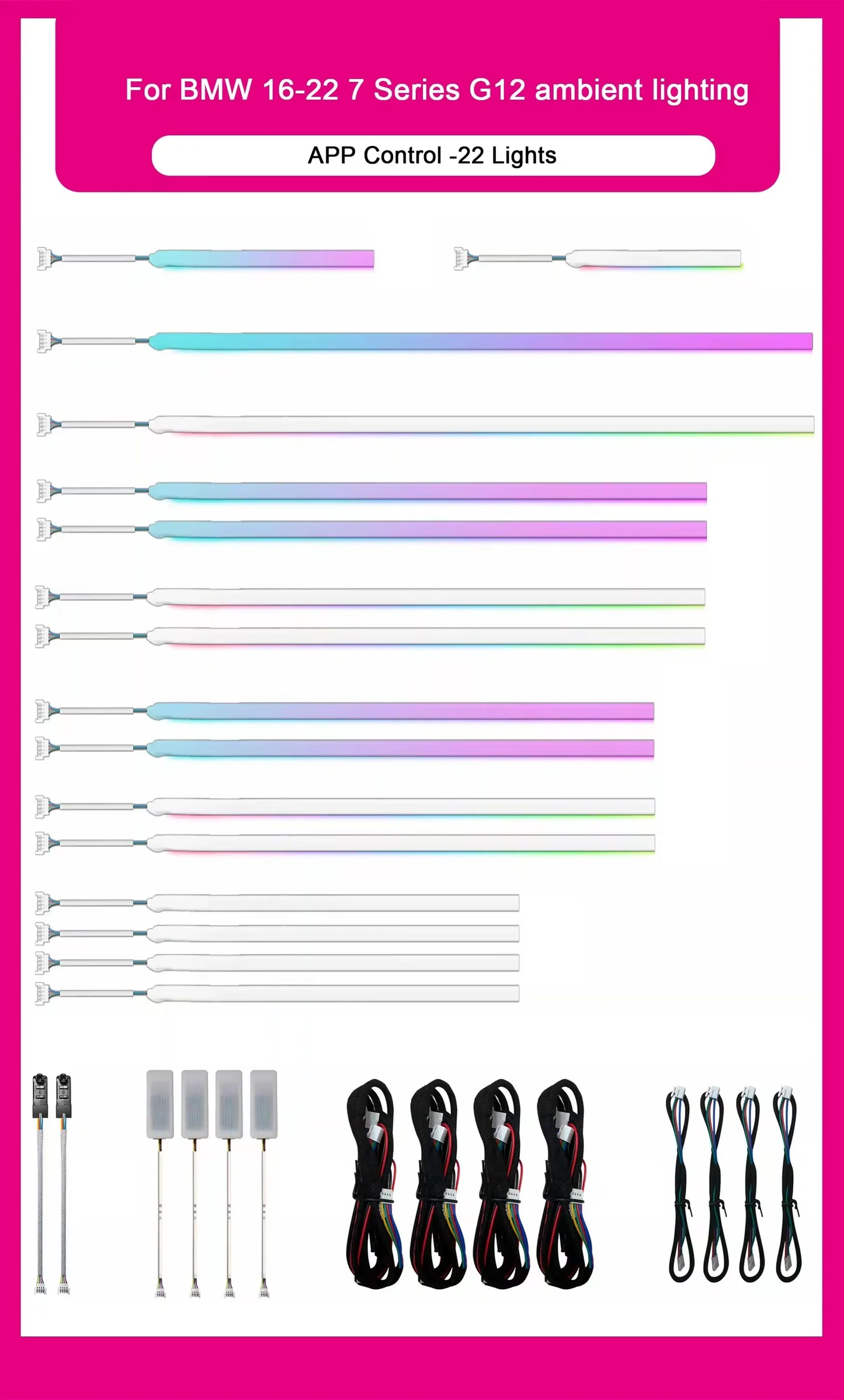 BMW 7 Series G11 / G12 Interior 64-Color Galaxy Style LED Ambient Light Kit 2015 - 2022