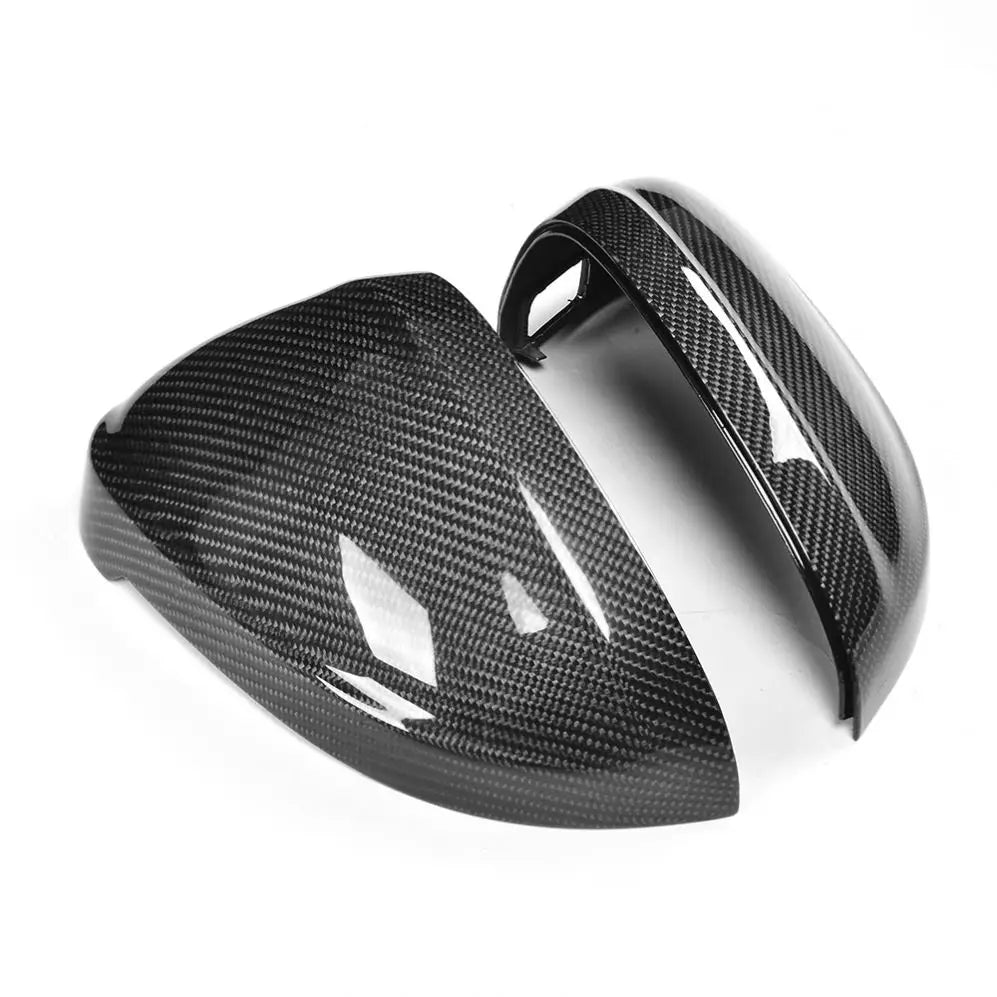 Audi A4 B9 Carbon Fiber Gloss Black Side Mirror Covers With Lane Assist Hole 2017