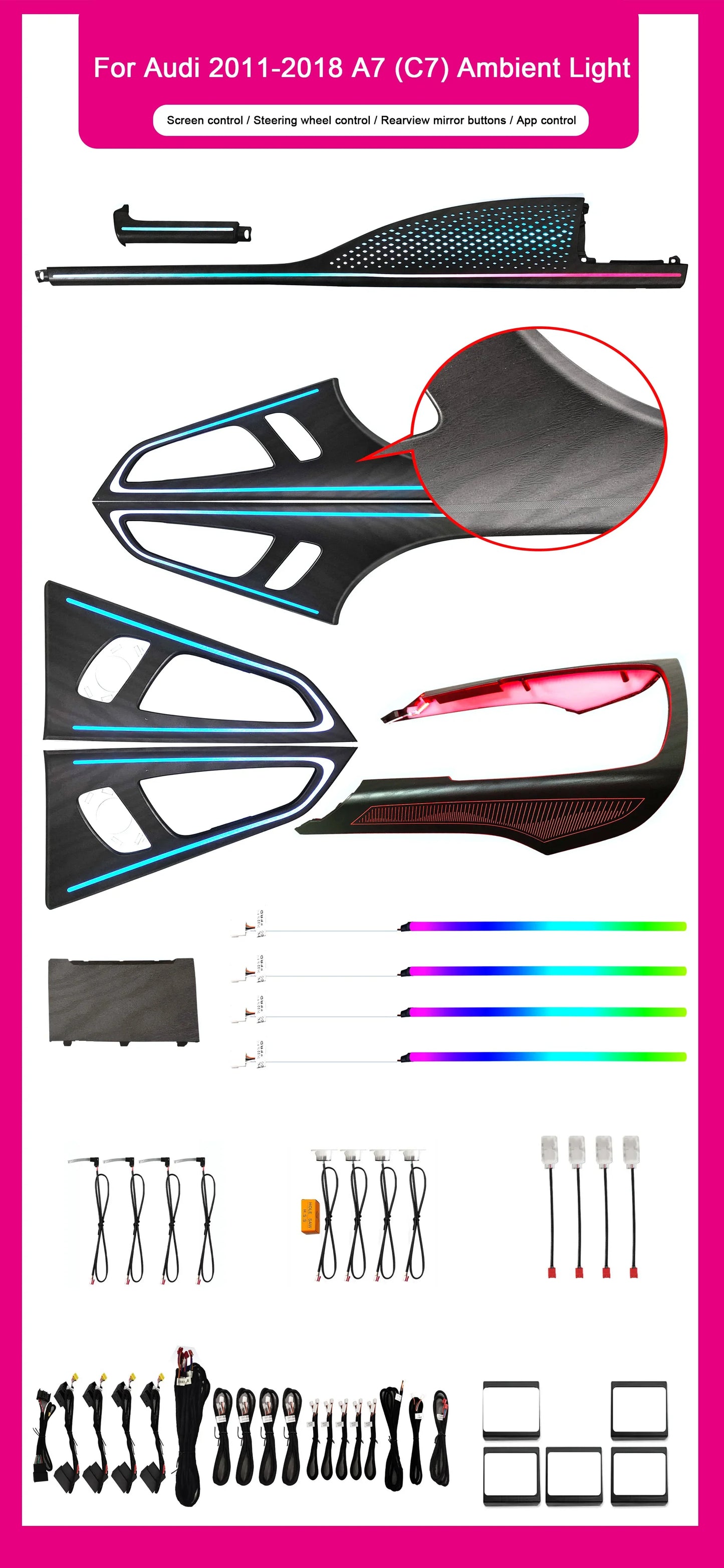 Audi A7 C7 Interior 64-Color Symphony LED Ambient Light Kit 2011 - 2018