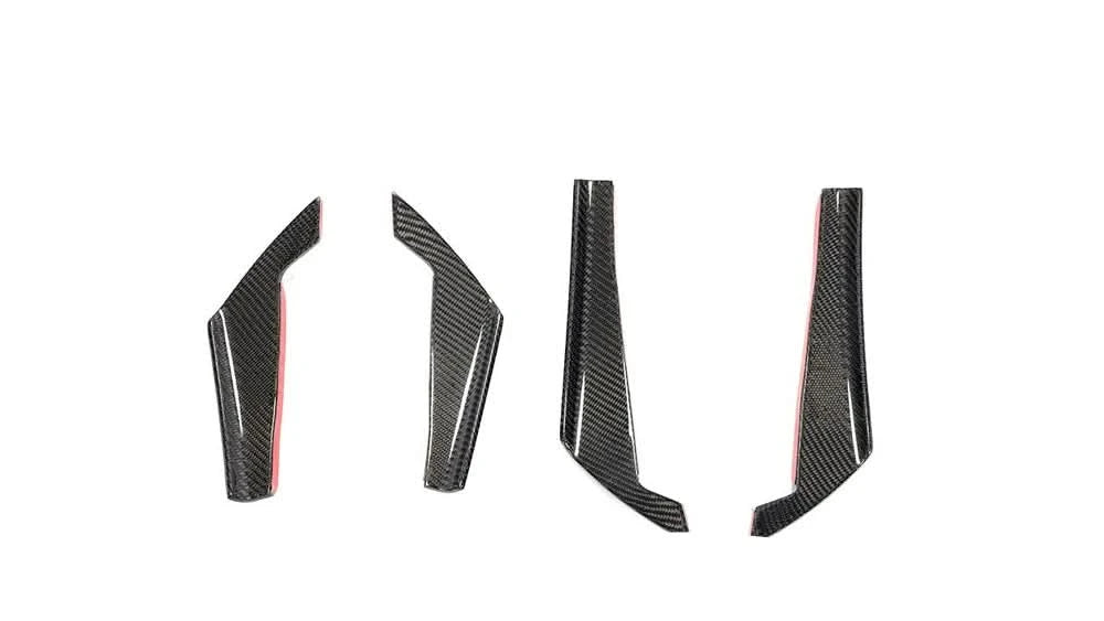 Audi A4 / RS4 B9 (2017-2020) Carbon Fiber Front Canards – RS4 Style Aftermarket Bumper Fins (4PC)