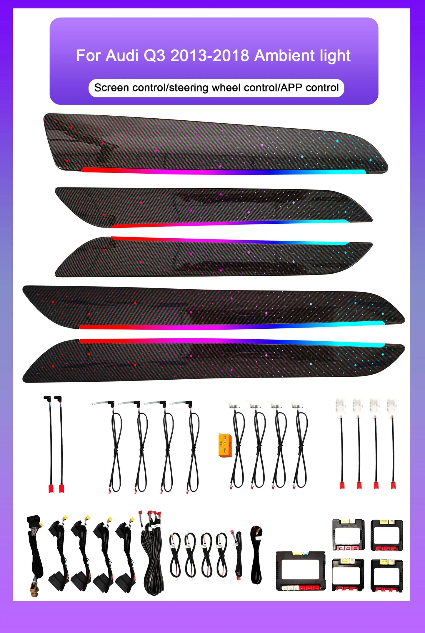 Audi Q3 Interior 64-Color Starry Sky Style LED Ambient Light Kit 2013 - 2018