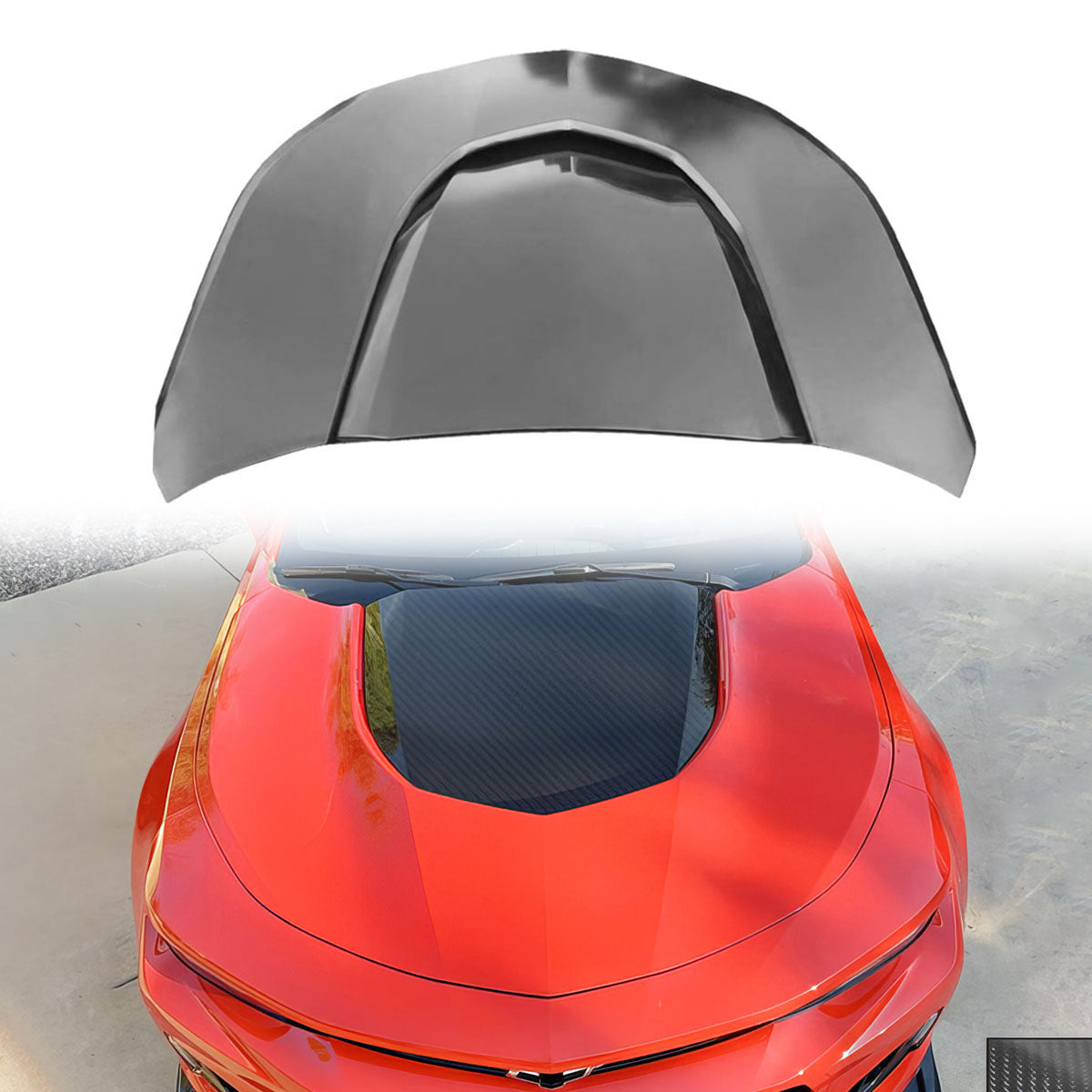 2016-2024 Chevy Camaro ZL1 Black Car Hood Guards Aluminum CF