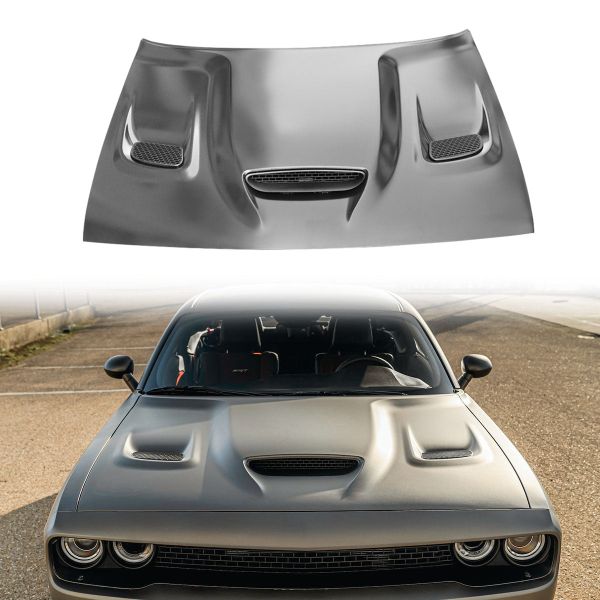 2008-2023 Dodge Challenger Hellcat Hood Scoop Air Intake Vent Aluminum