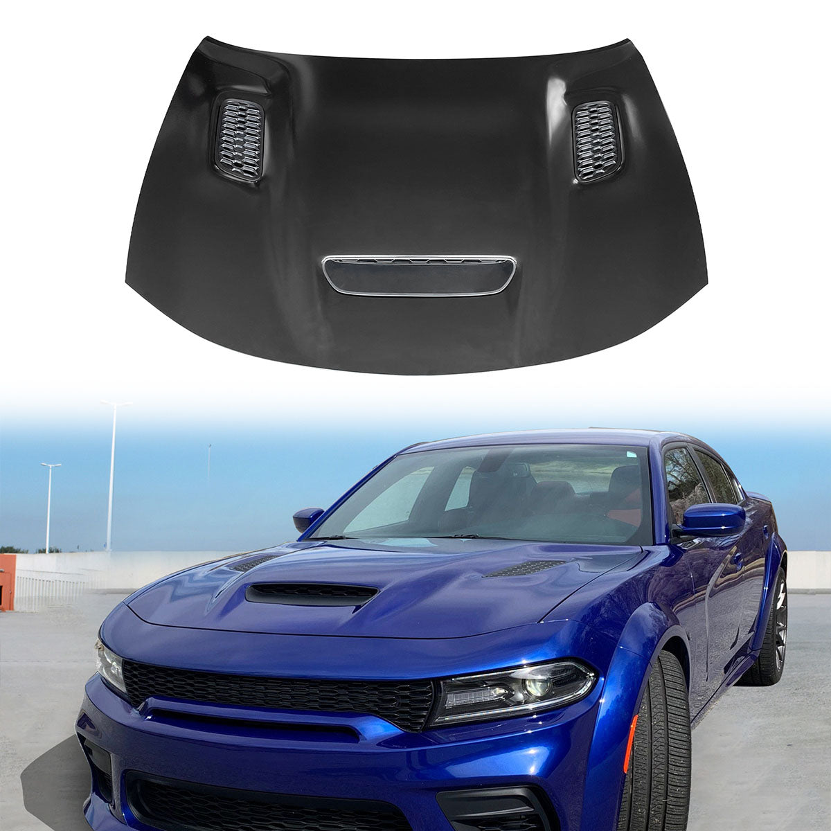 2015-2023 Dodge Charger Hood Black SRT Redeye Widebody Style Aluminum