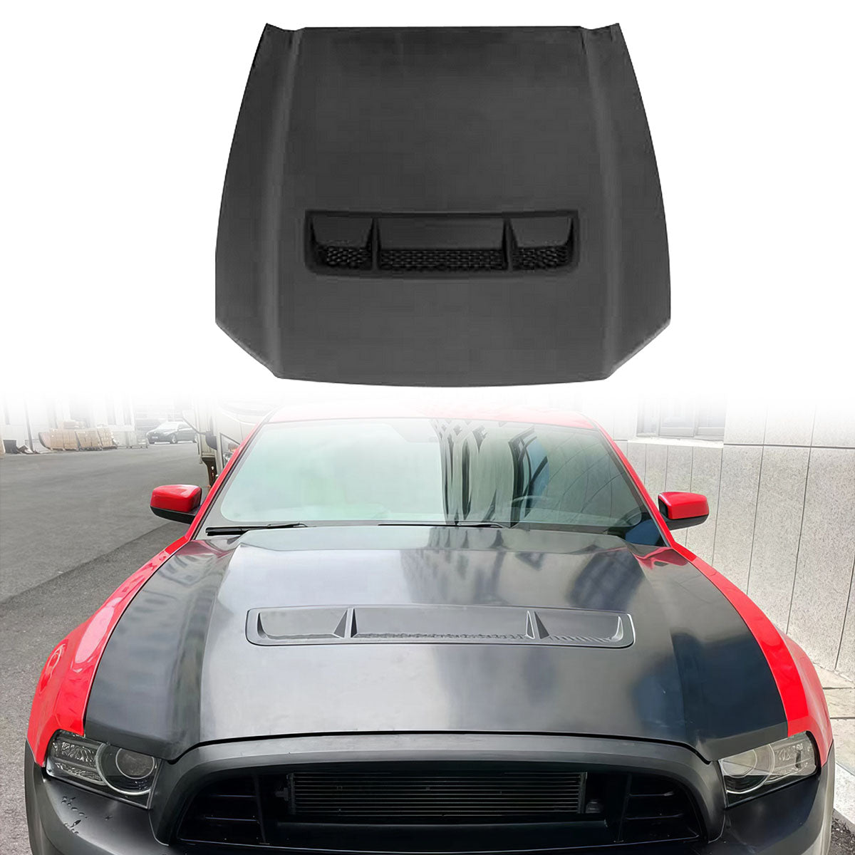 2010-2014 Ford Mustang GT500 Style Hood Aluminum Air Intake Panel