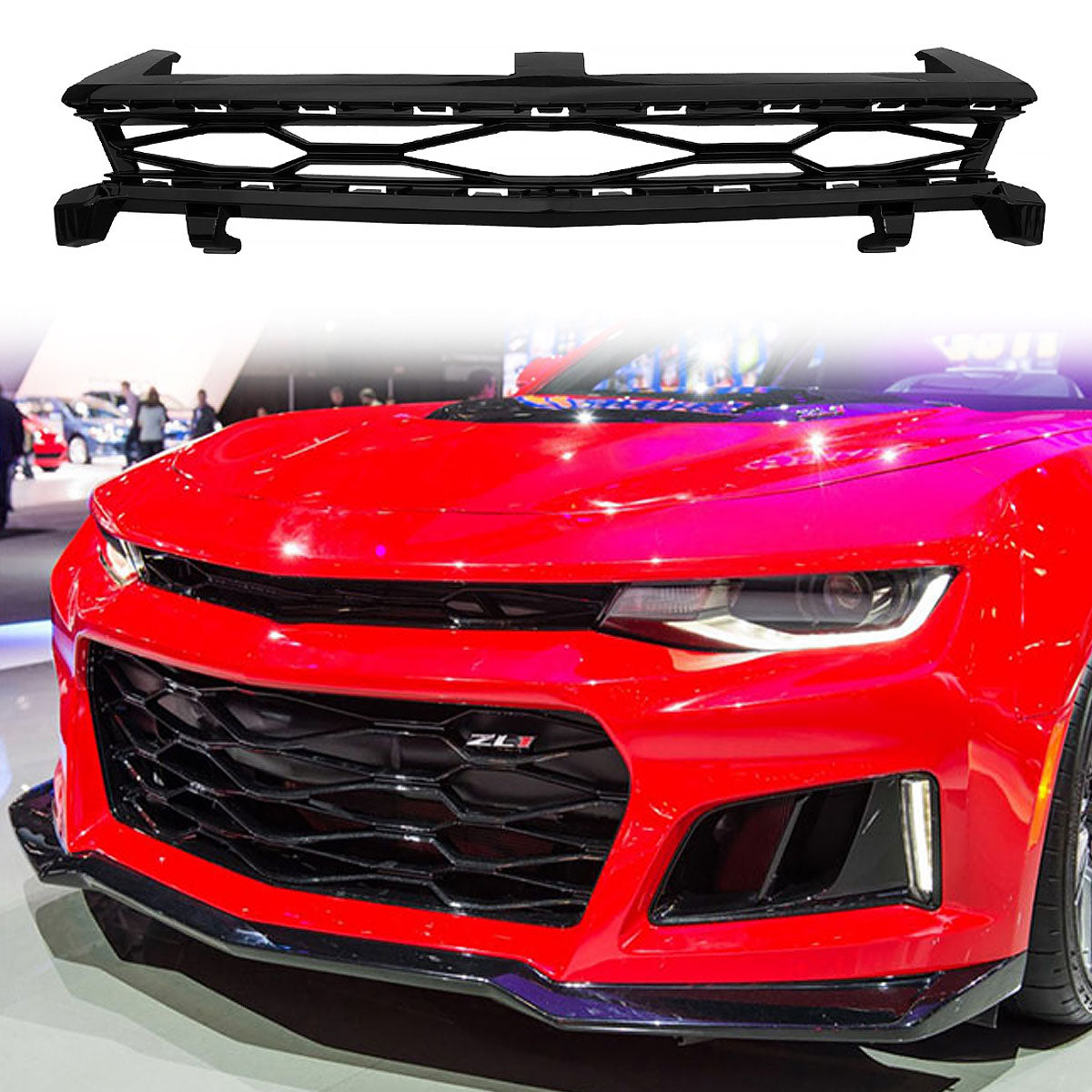 2016-2018 Chevy Camaro 2Dr ZL1 Style Unpainted Black Upper Grille ABS