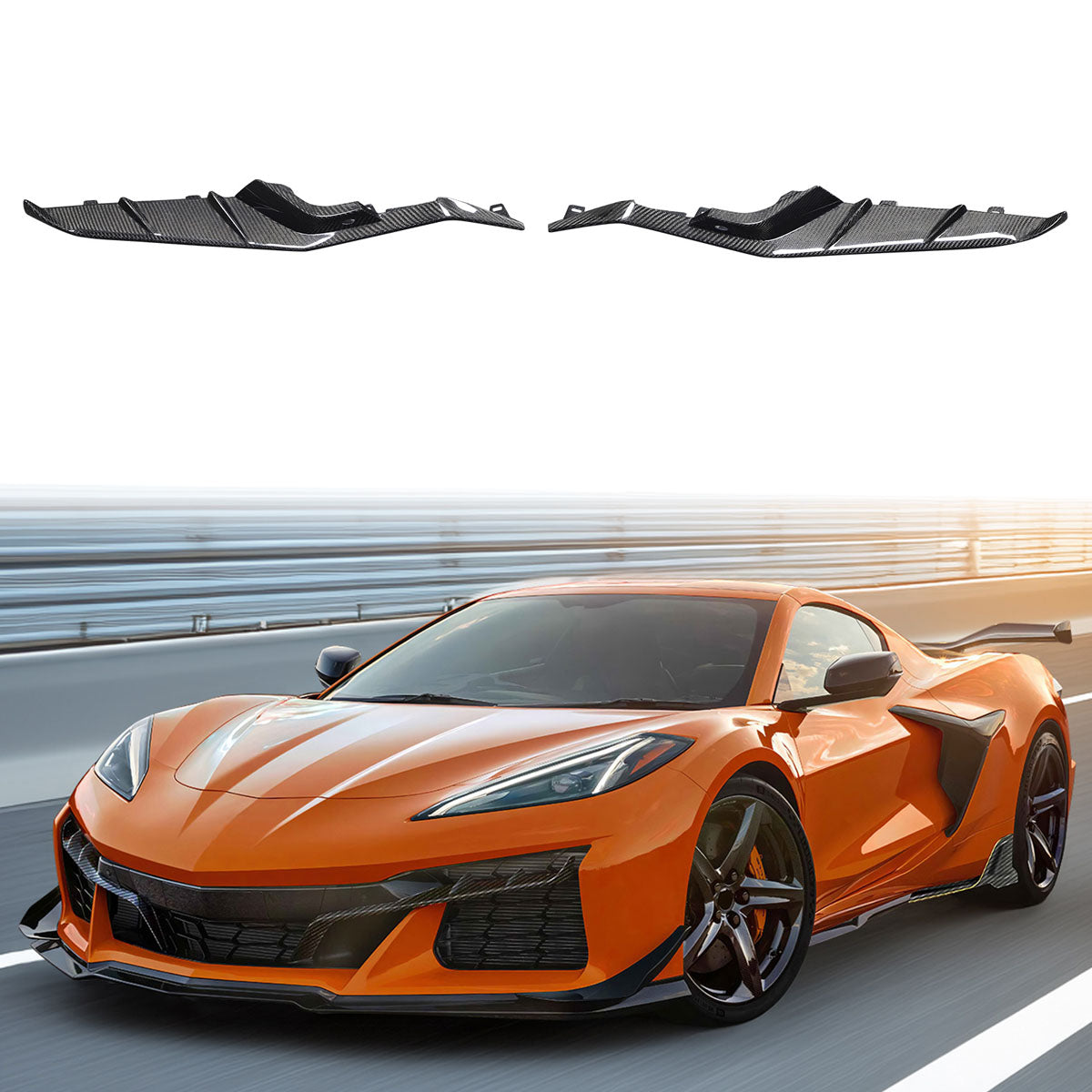 2023-2025 Chevrolet Corvette C8 Front Canard Splitter Carbon Fiber