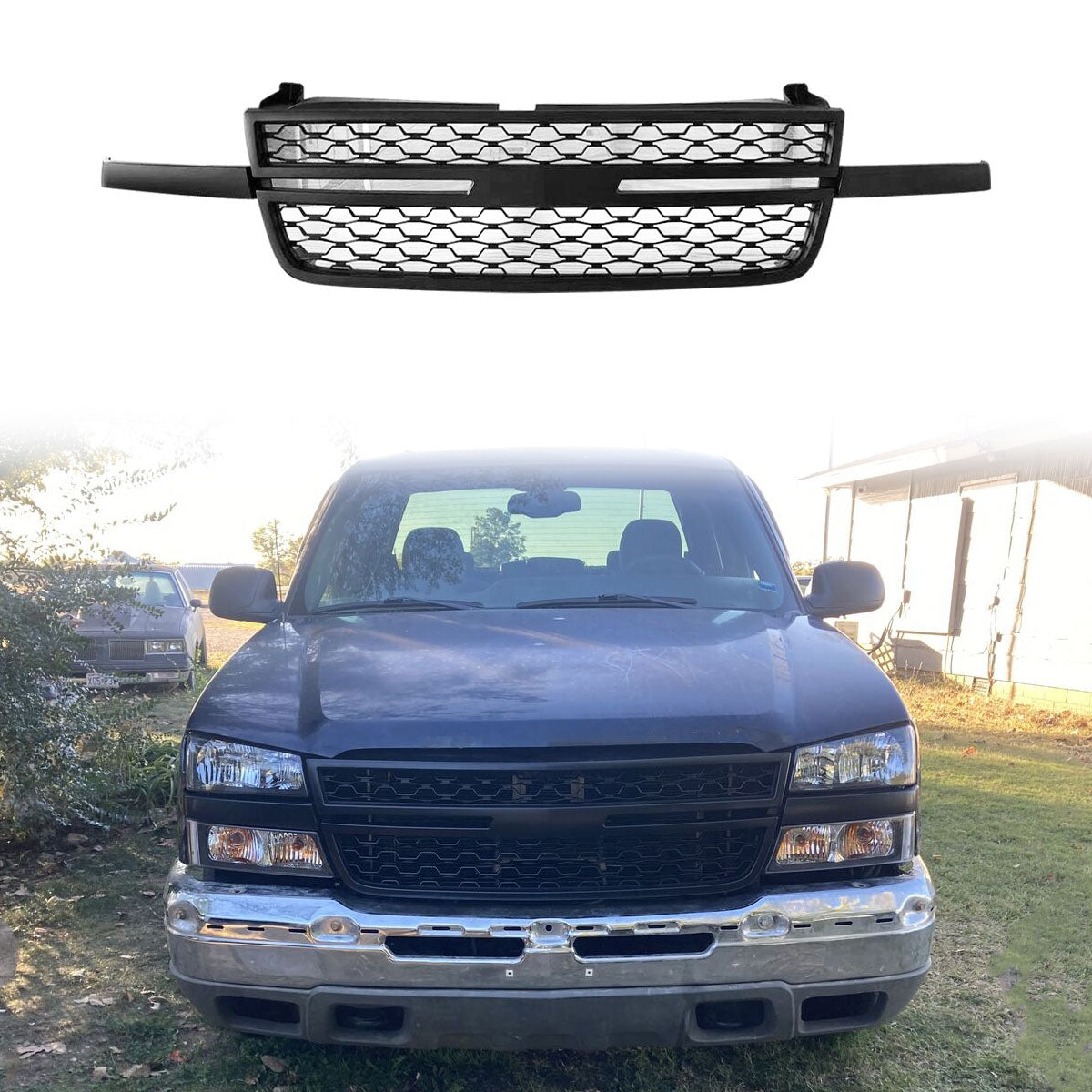 Car Grill for 2005-2007 Chevy Silverado 1500 2500HD 3500 Mesh Style Gr