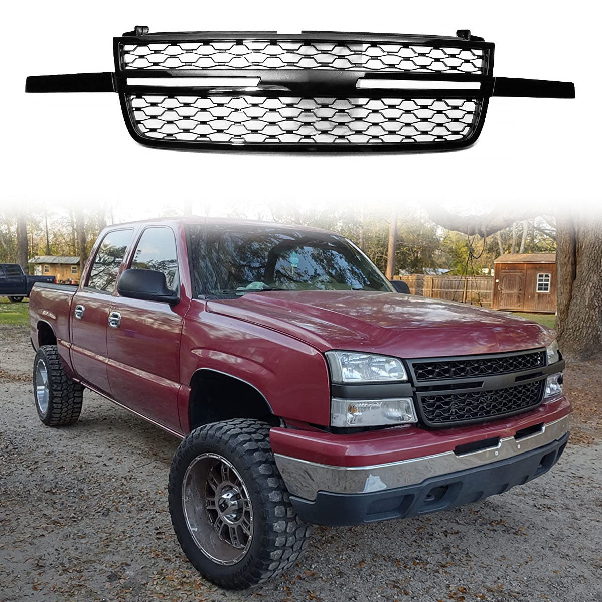 Car Grill for 2005-2007 Chevy Silverado 1500 2500HD 3500 Mesh Style Gr