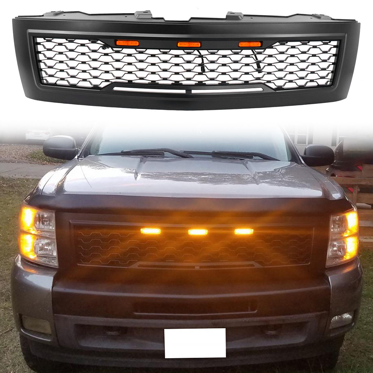 2007-2013 Chevy Silverado 1500 Front Bumper Hood Mesh Grille Grill
