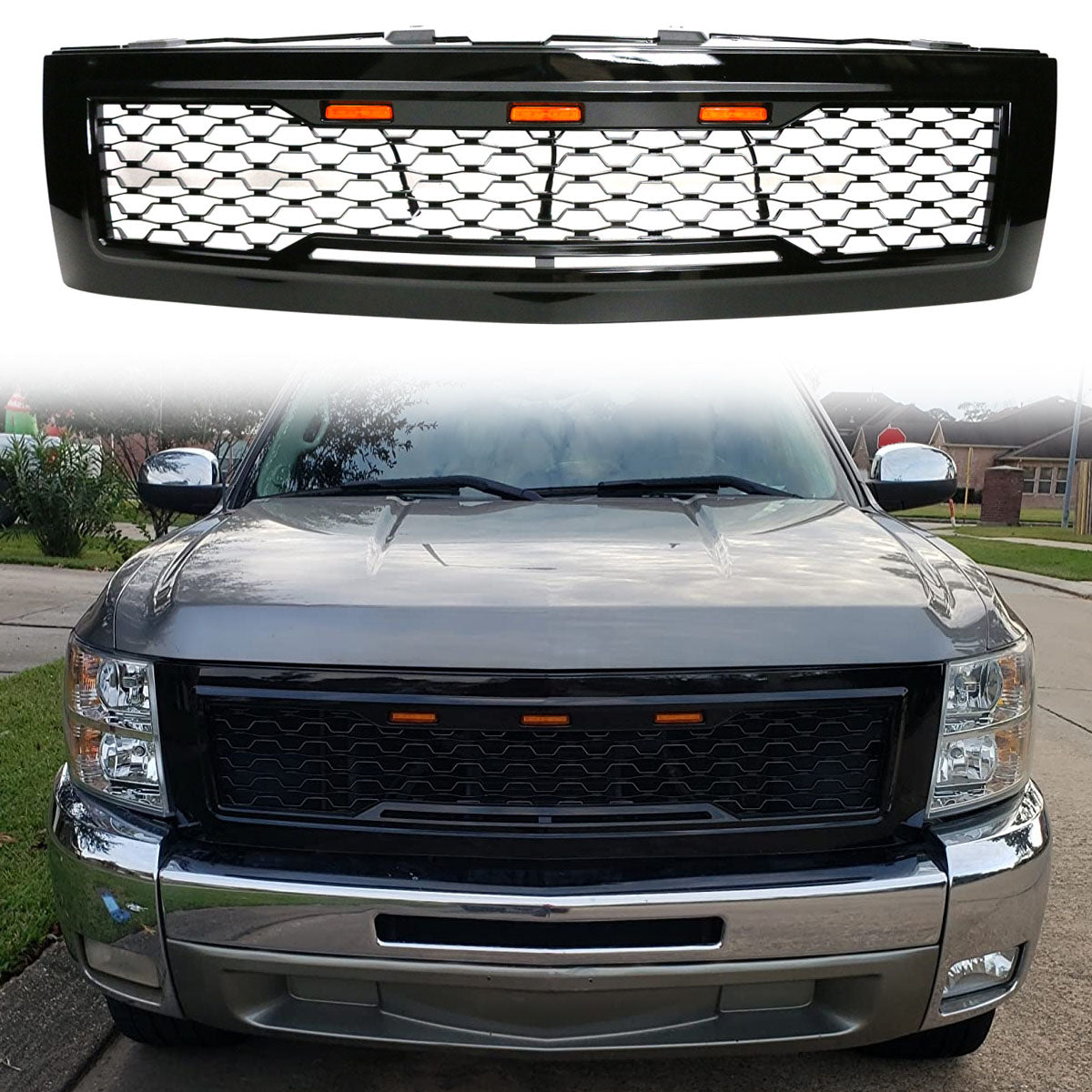 2007-2013 Chevy Silverado 1500 Front Bumper Hood Mesh Grille Grill