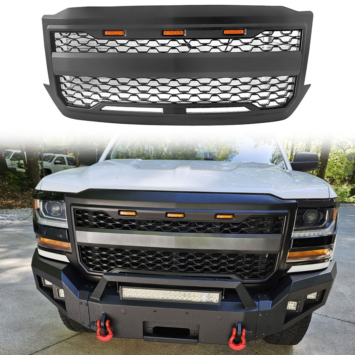 2016-2018 Chevy Silverado 1500 Front Bumper Hood Mesh Grille Grill