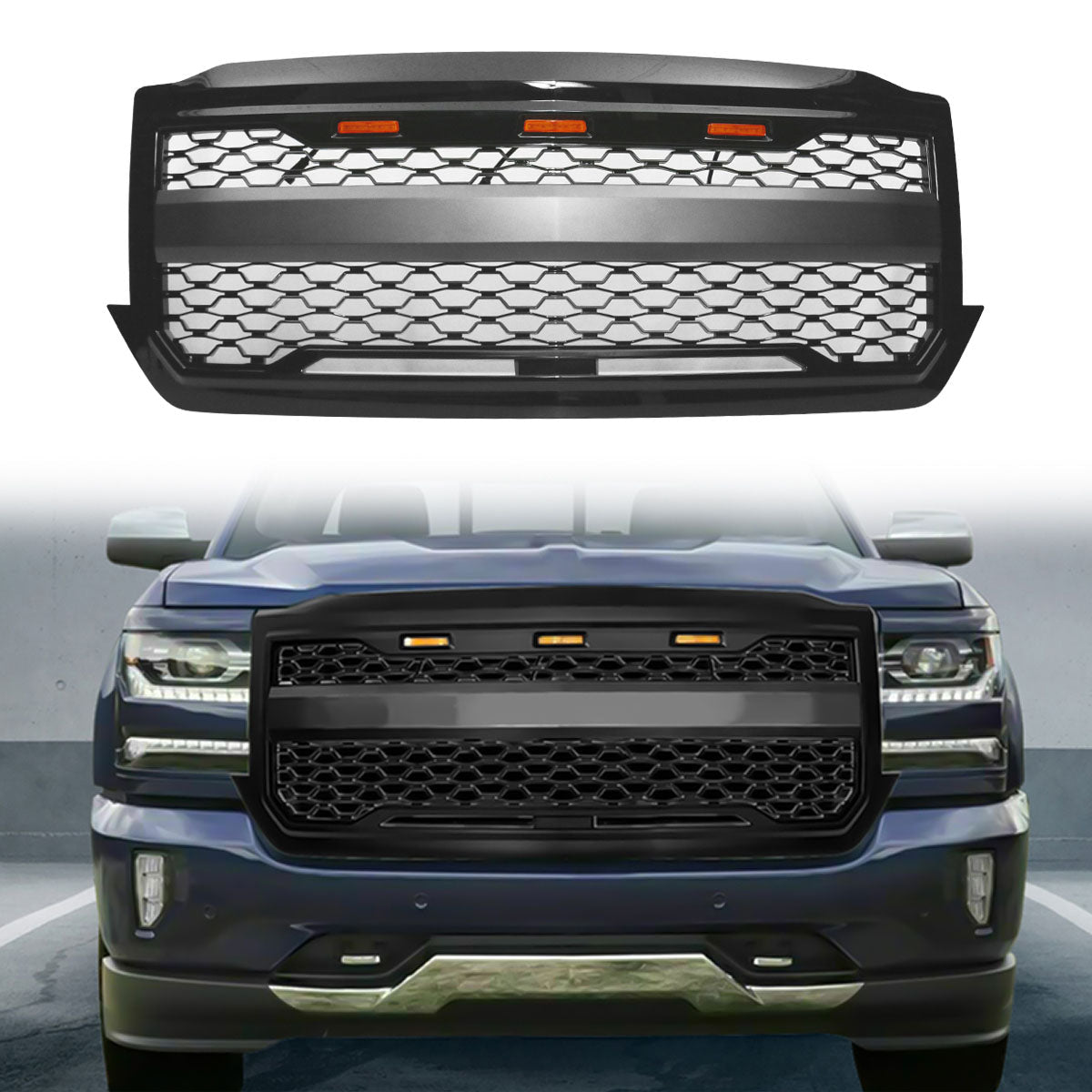 2016-2018 Chevy Silverado 1500 Front Bumper Hood Mesh Grille Grill
