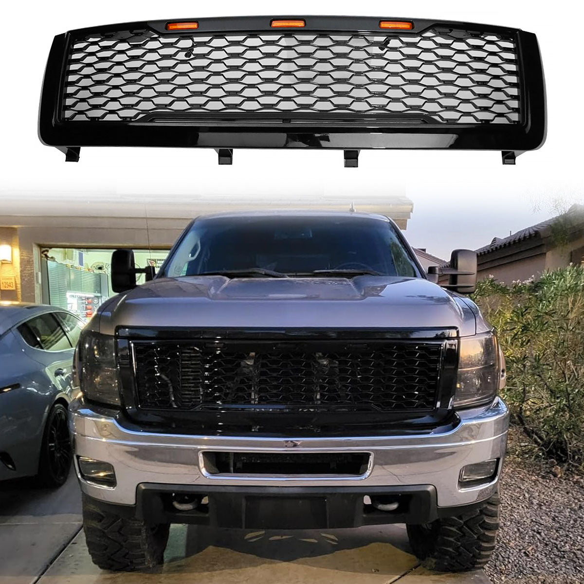 2011-2014 Chevy Silverado 2500 3500 HD Front Bumper Hood Mesh Grille
