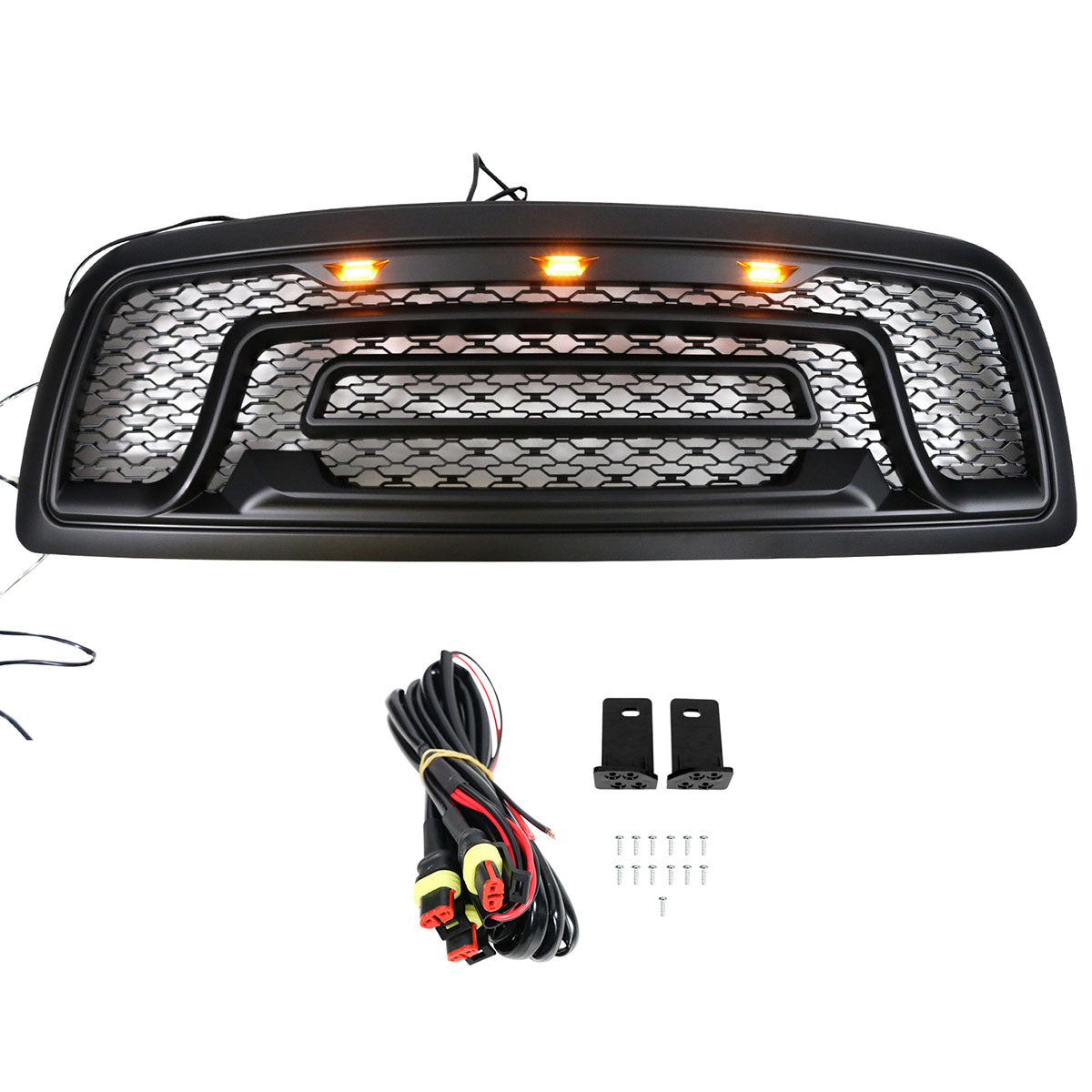 2009-2012 Dodge Ram 1500 Gloss Black Front Upper Grille W/Signal Light