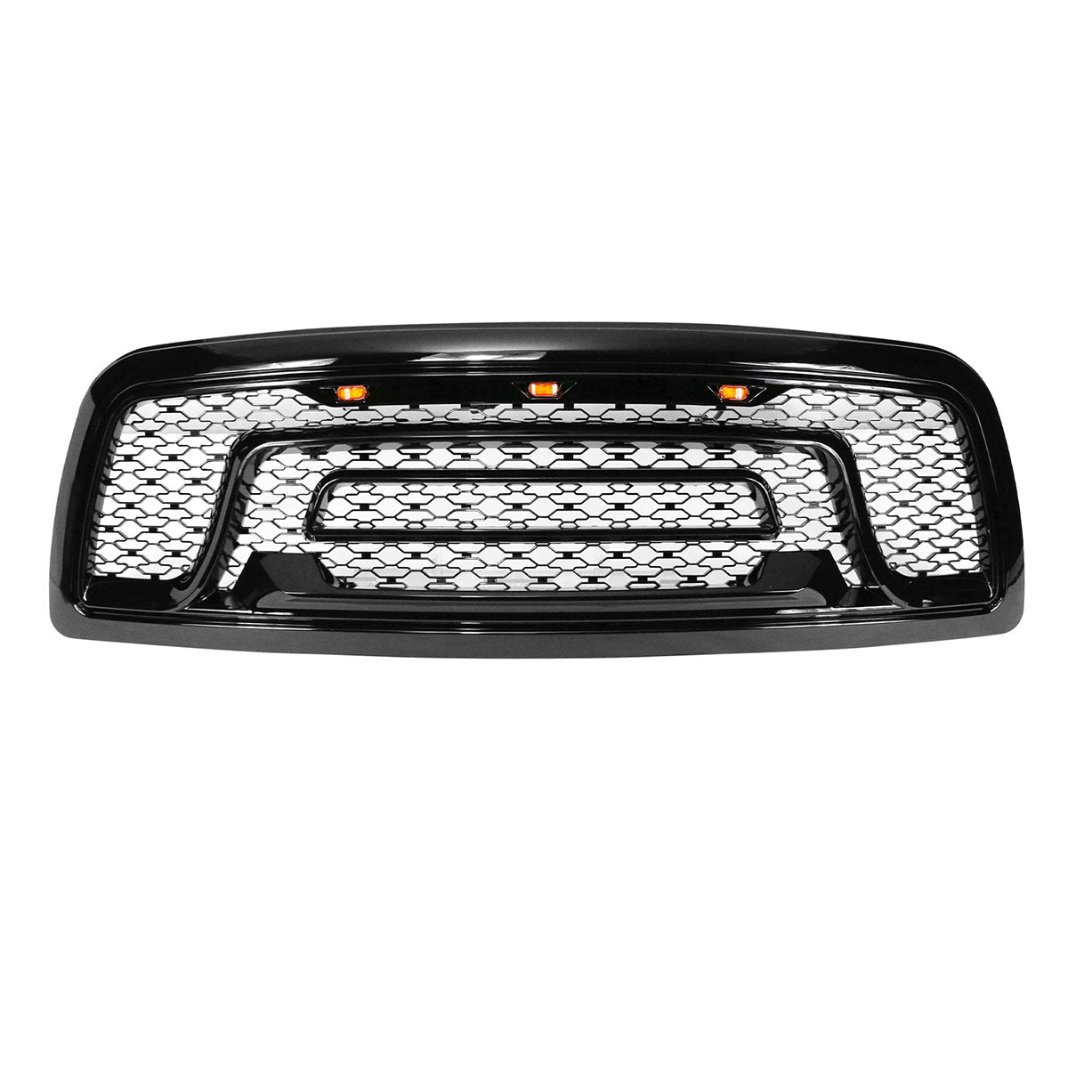 2009-2012 Dodge Ram 1500 Gloss Black Front Upper Grille W/Signal Light