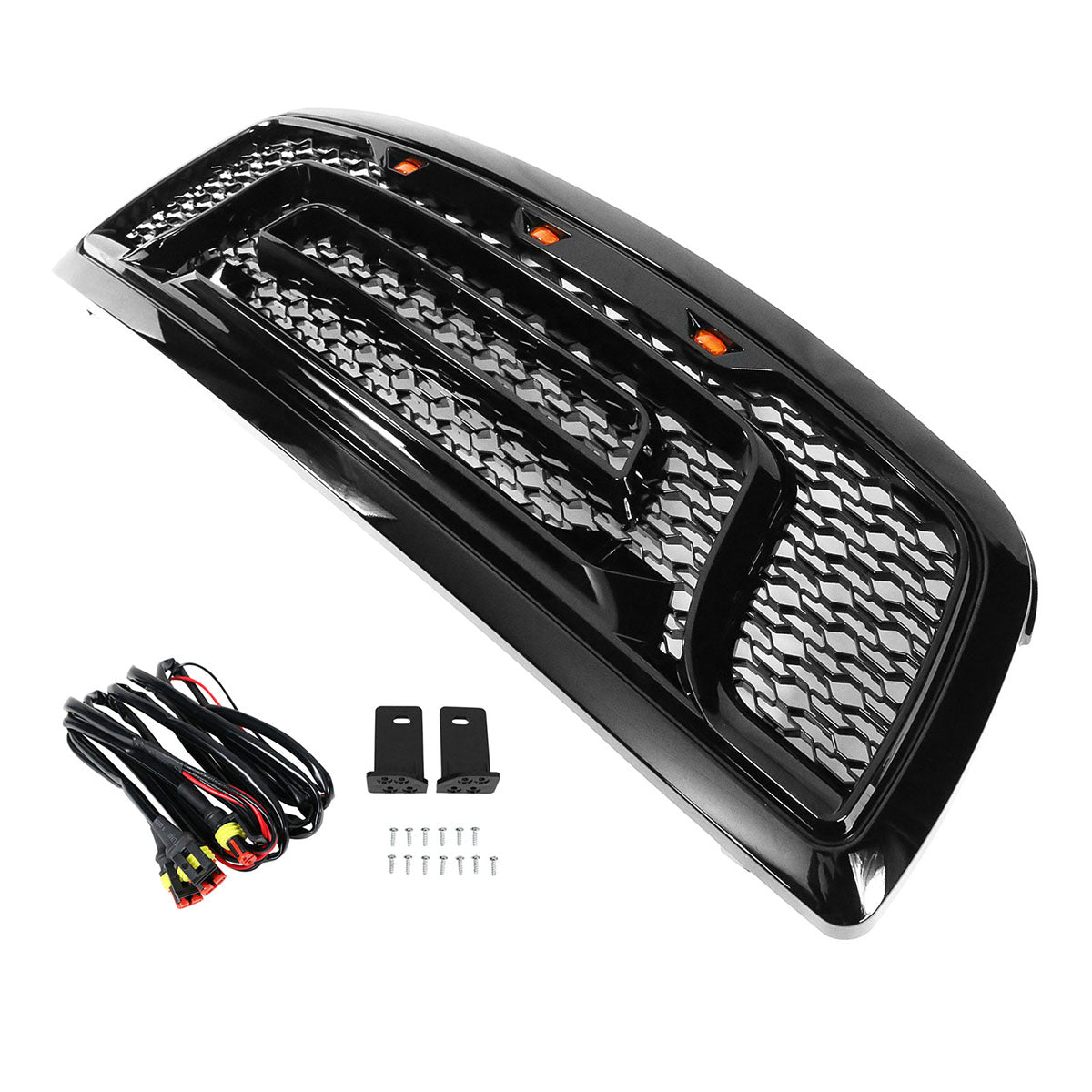 2009-2012 Dodge Ram 1500 Gloss Black Front Upper Grille W/Signal Light