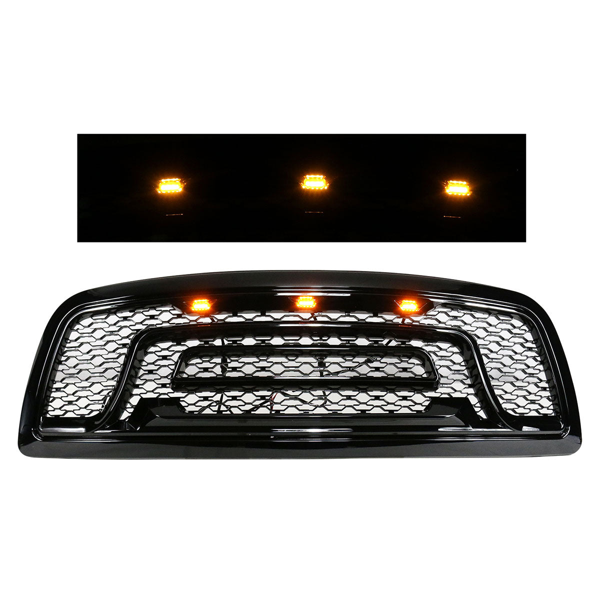 2009-2012 Dodge Ram 1500 Gloss Black Front Upper Grille W/Signal Light