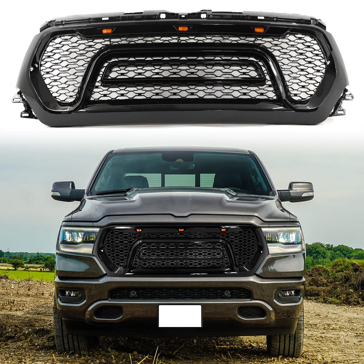 2019-2023 Ram 1500 Rebel Style Grille w/ Signal Lights ABS