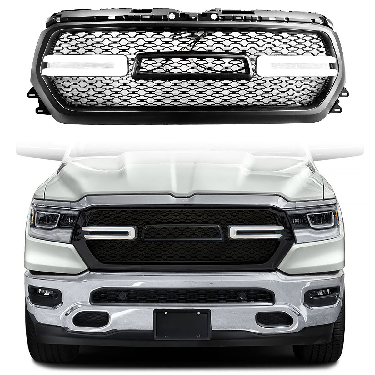 2019-2024 Dodge Ram 1500 Grill Front Mesh Vehicle Grill with LED Light