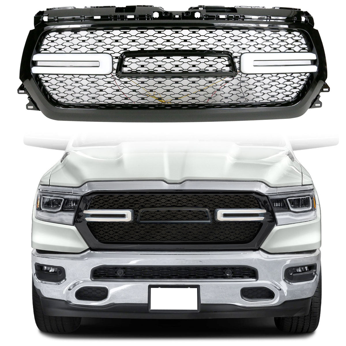 2019-2024 Dodge Ram 1500 Front Hood Grill with Switchback Turn Signal