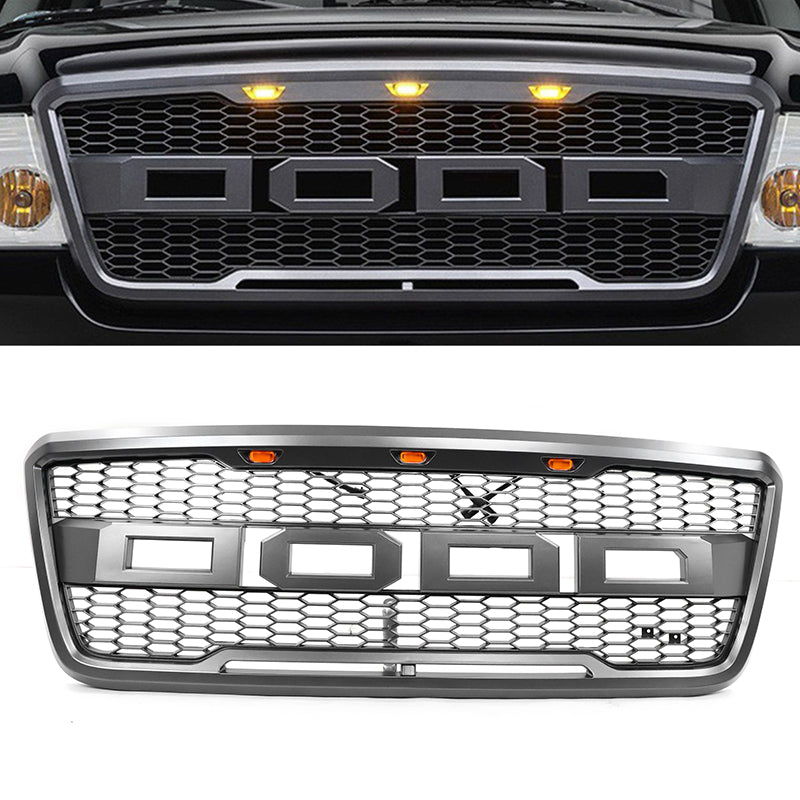 2004-2008 Ford F150 R Style Front Bumper Upper Grille W/ LED Lights