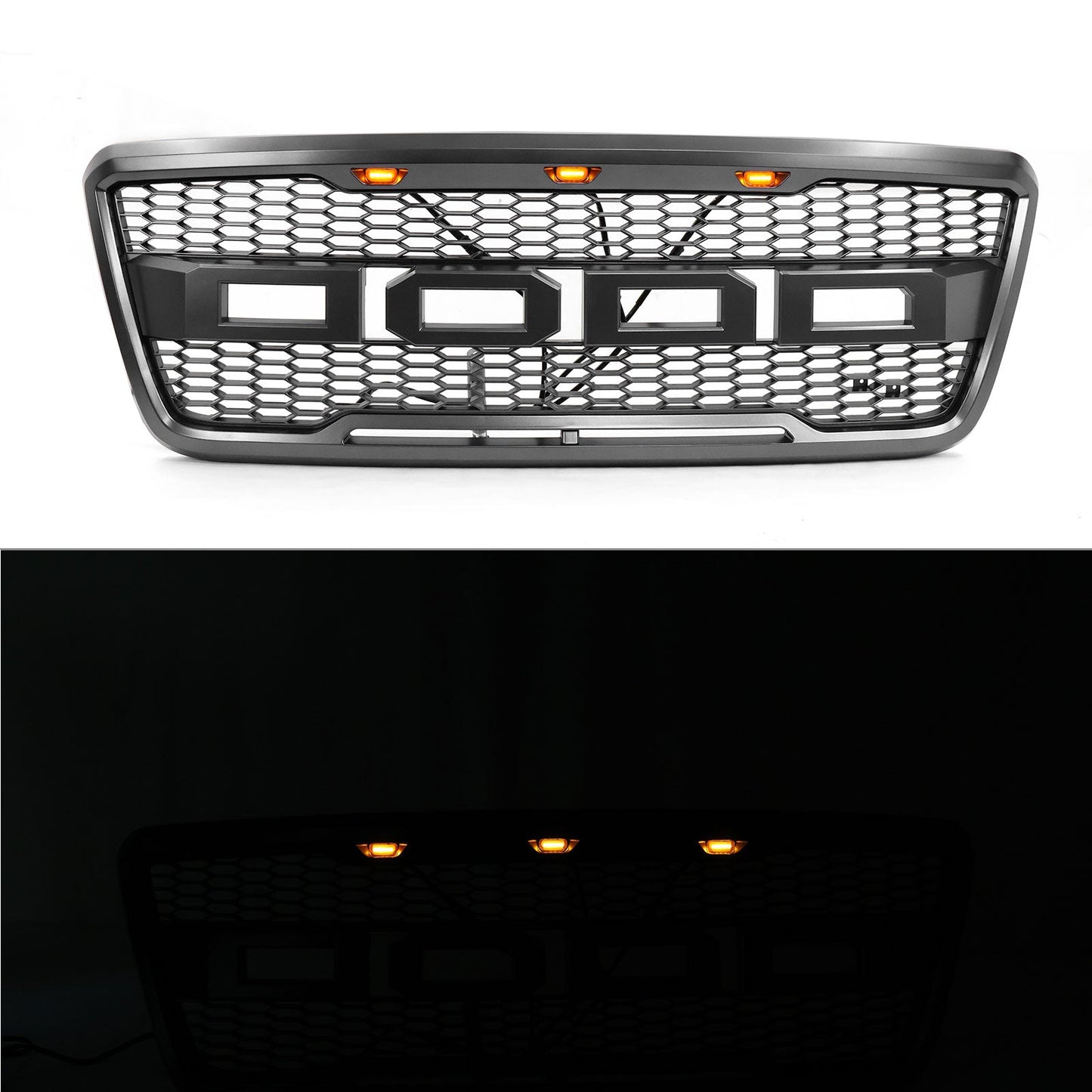 2004-2008 Ford F150 R Style Front Bumper Upper Grille W/ LED Lights