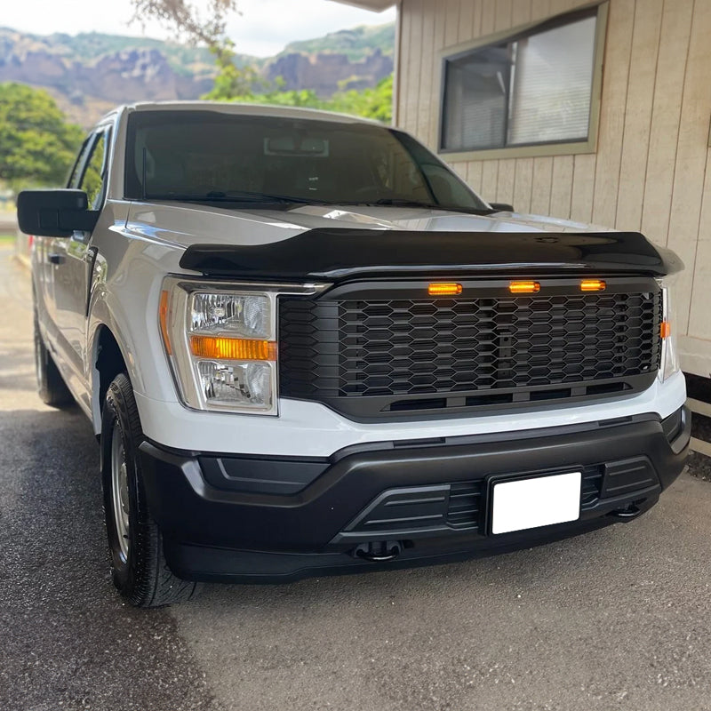 2021-2023 Ford F-150 Grill R Style Front Mesh Car Grille w/ LED ABS