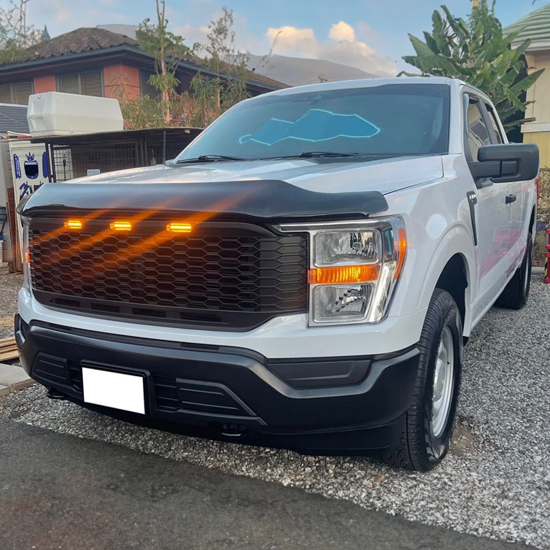 2021-2023 Ford F-150 Grill R Style Front Mesh Car Grille w/ LED ABS