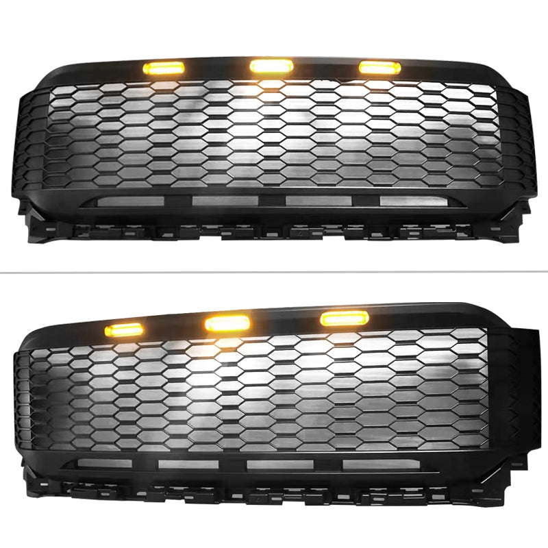 2021-2023 Ford F-150 Grill R Style Front Mesh Car Grille w/ LED ABS