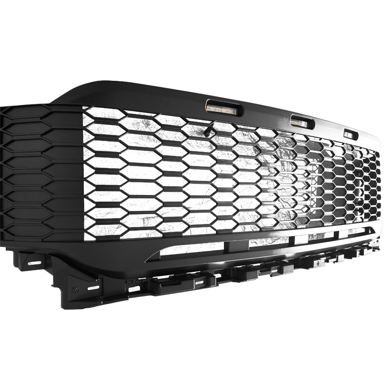 2021-2023 Ford F-150 Grill R Style Front Mesh Car Grille w/ LED ABS