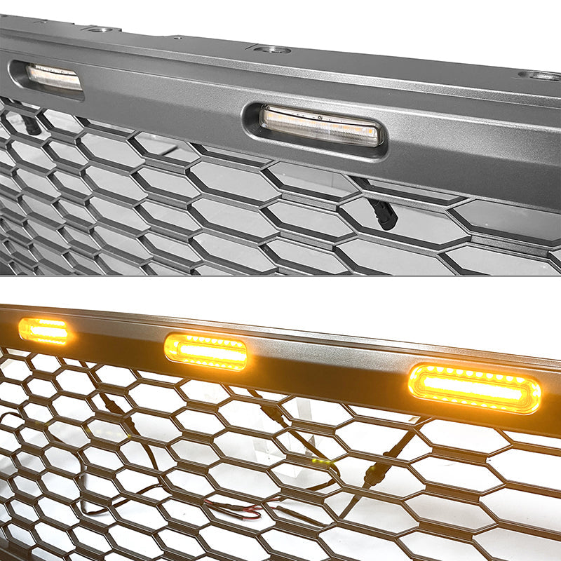2021-2023 Ford F-150 Grill R Style Front Mesh Car Grille w/ LED ABS