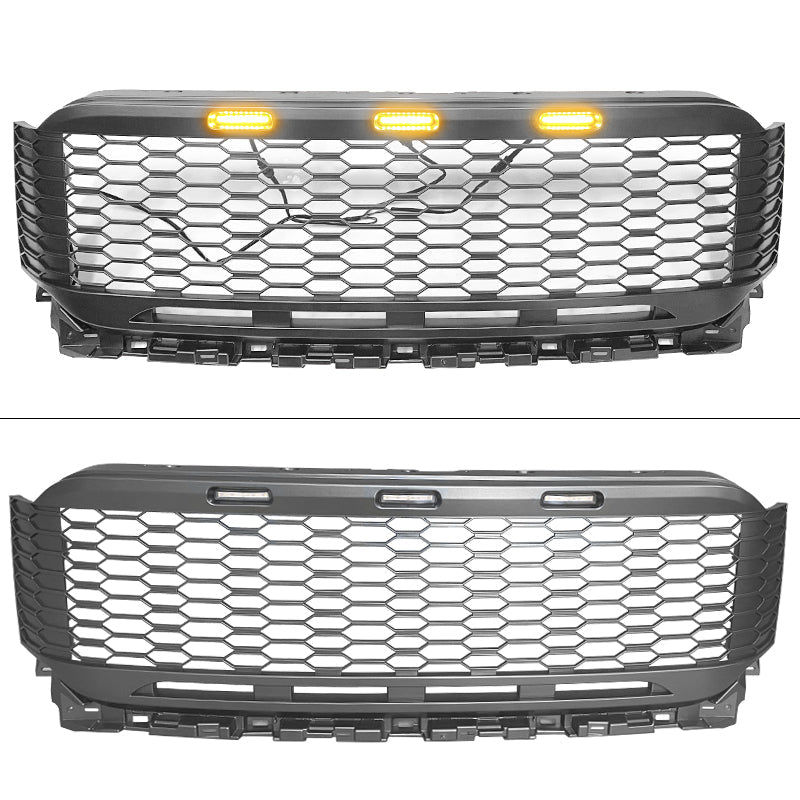 2021-2023 Ford F-150 Grill R Style Front Mesh Car Grille w/ LED ABS