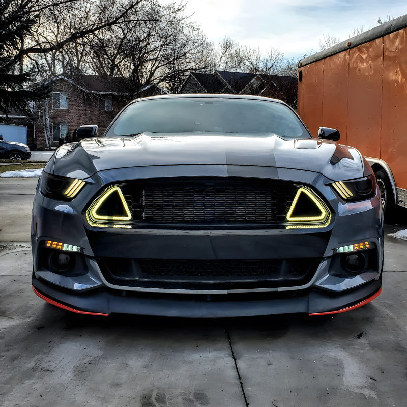 2015-2017 Ford Mustang Unpainted Front Hood Upper Grille w/ LED Lights