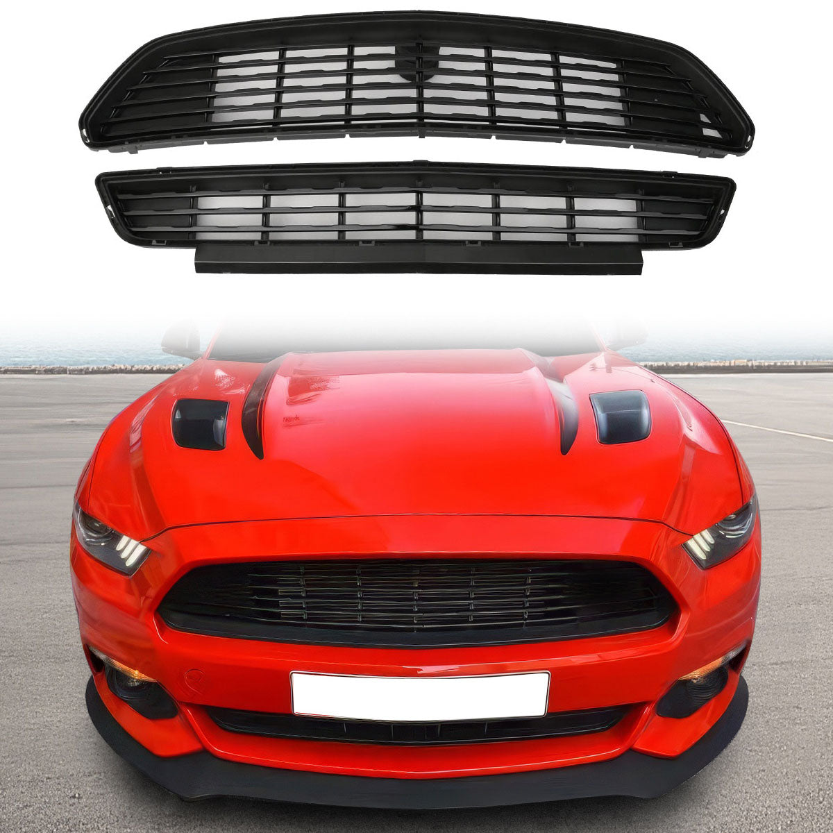2015-2017 Ford Mustang Front Upper And Lower Grille Grill