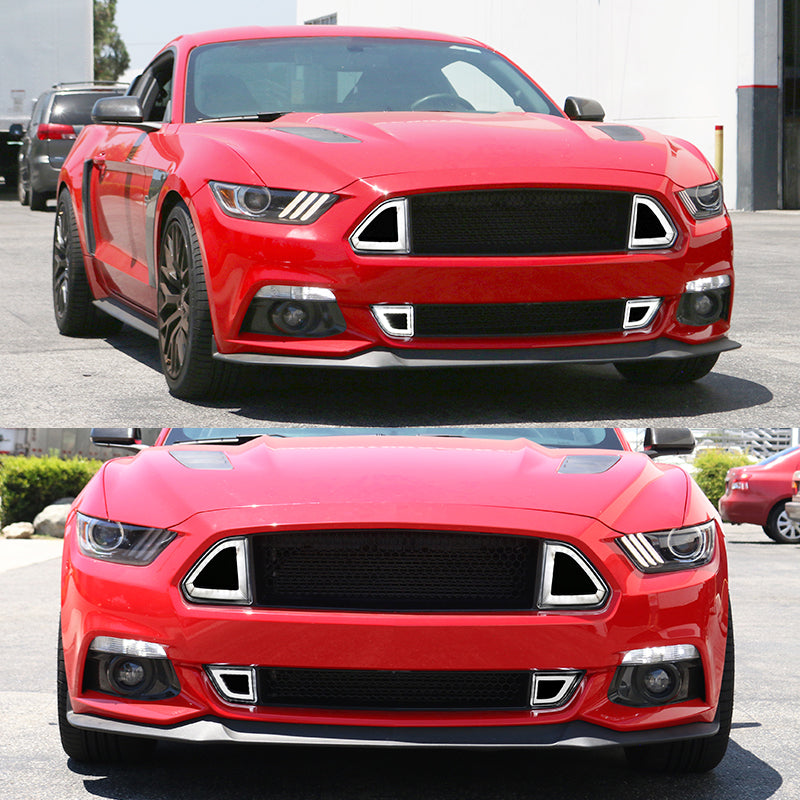 2015-2017 Ford Mustang Front Upper Grille W/White DRL Yellow Signal