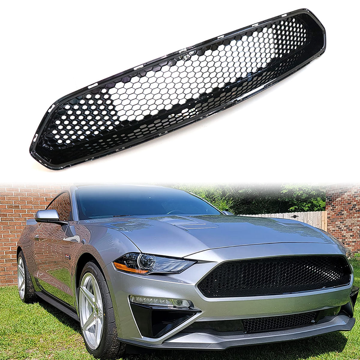 2018-2023 Ford Mustang Mesh Style Black Upper Grille ABS Plastic