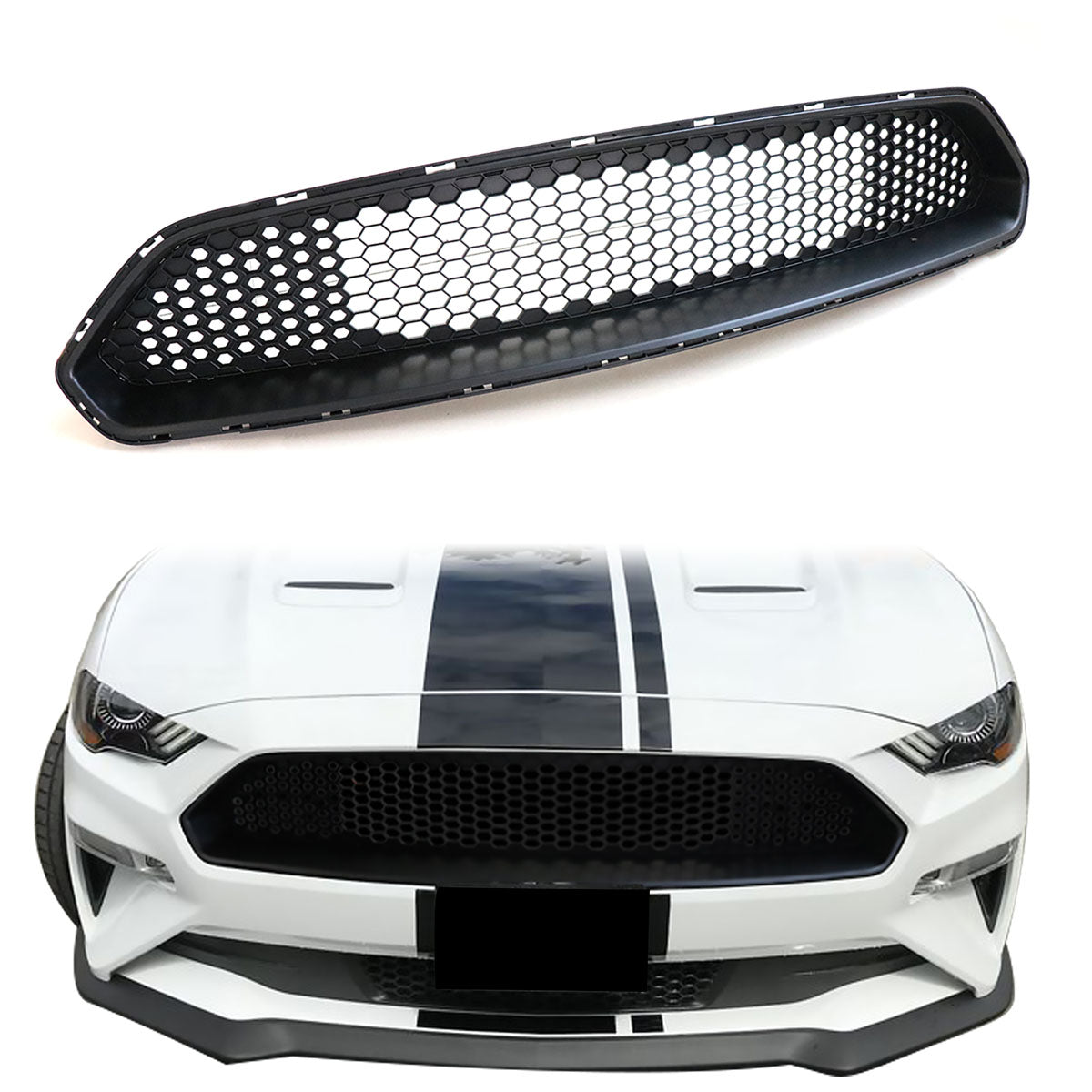 2018-2023 Ford Mustang Mesh Style Black Upper Grille ABS Plastic