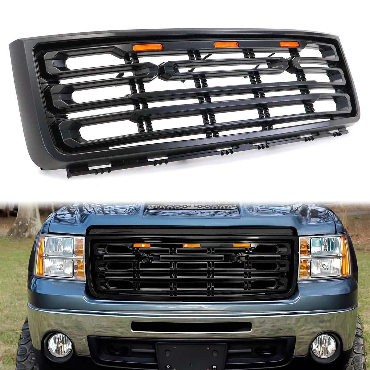 2007-2013 GMC Sierra 1500 Front Bumper Hood Grille Guard Grill