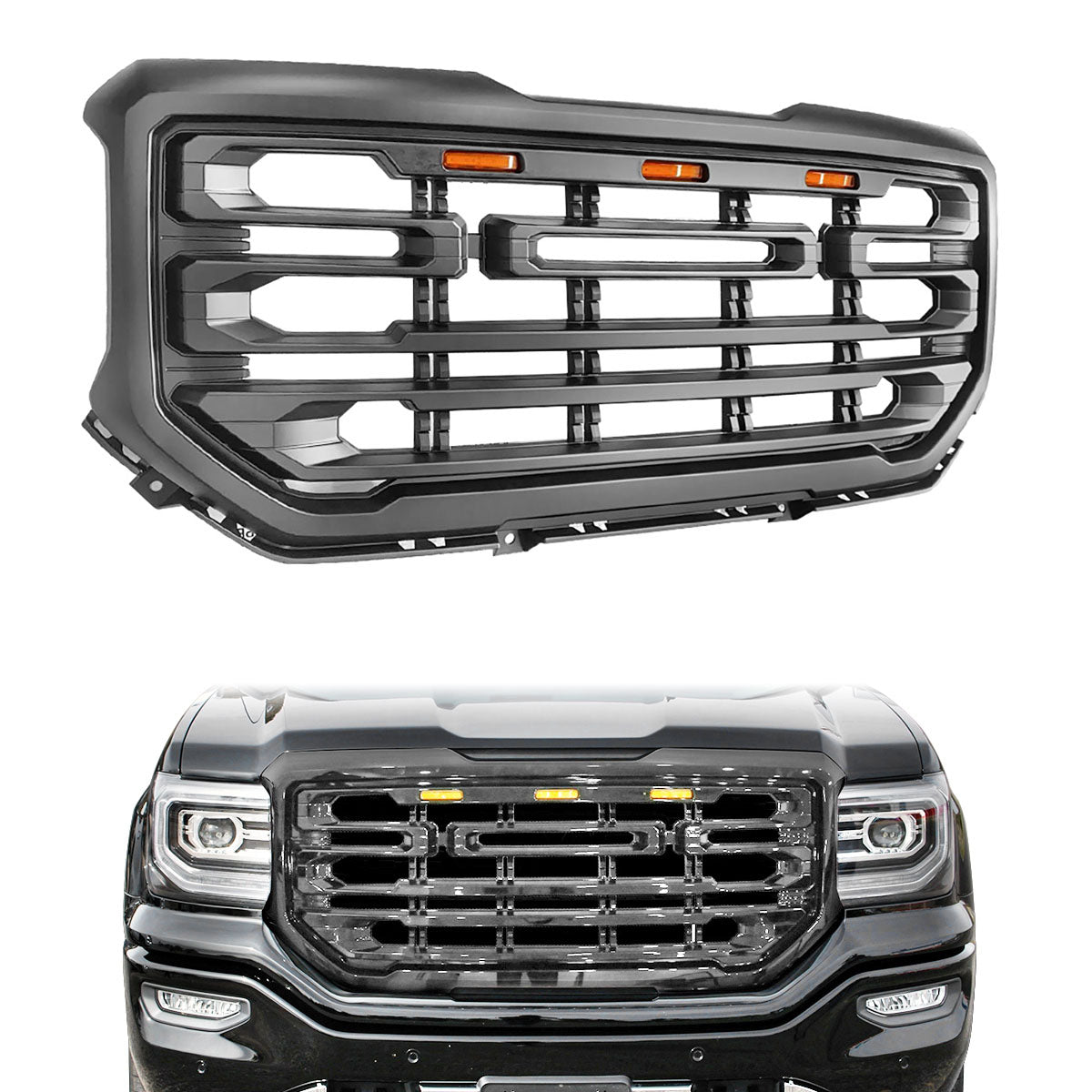 2016-2019 GMC Sierra 1500 Front Bumper Hood Grille Mesh Hood Guard