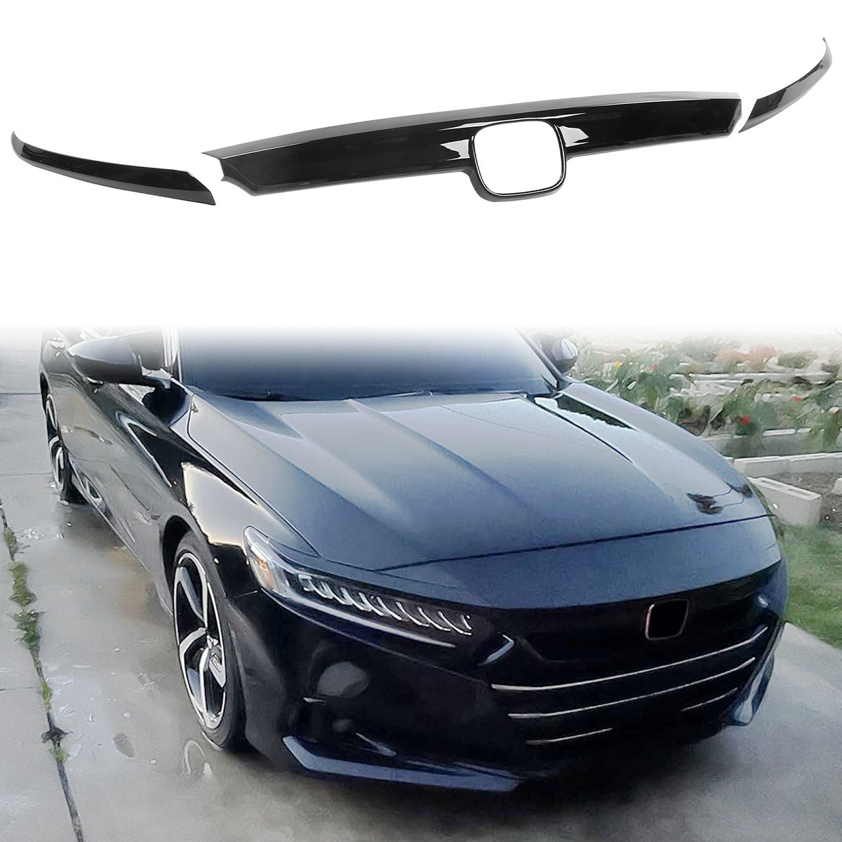 2021-2022 Honda Accord Sedan 4-Door Gloss Black 3PCS Grille Trim ABS