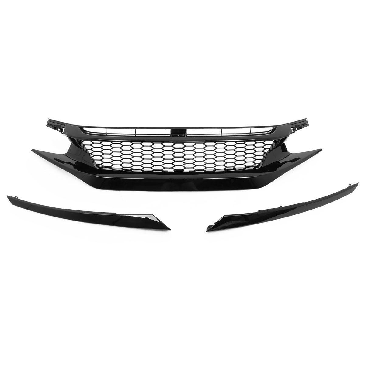 2019-2021 Honda Civic Gloss Black Honeycomb Front Upper Grille ABS